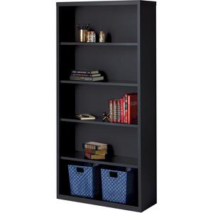 Lorell Fortress Series Bookcase - 34.5" Width x 13" Depth x 72" Height - 5 x Shelf(ves) - Black - Powder Coated - Steel - Yes. Picture 5
