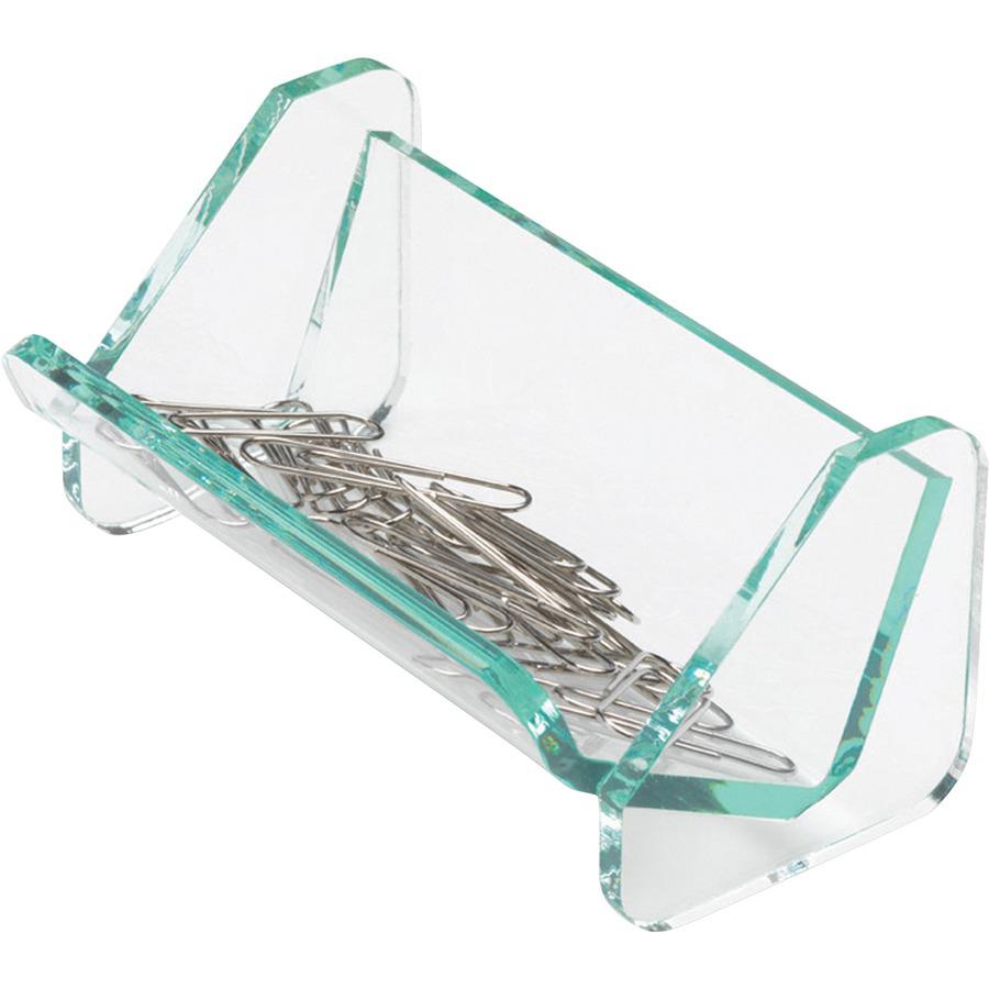 Lorell Paper Clip Holder - Acrylic - 1 Each - Green, Transparent. Picture 6