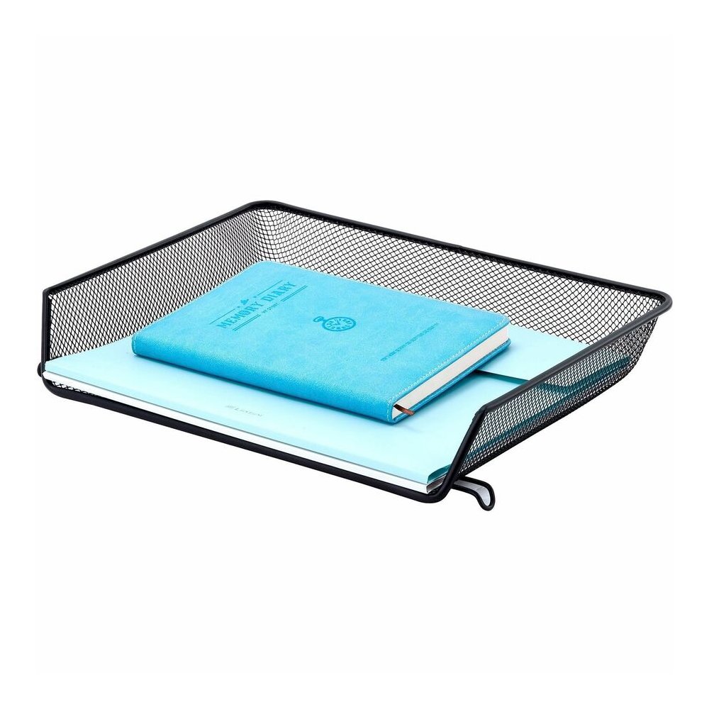 Lorell Side-loading Mesh Document Tray - 3" Height x 14.25" Width x 10.75" Depth - Stackable - Powder Coated - Black - Steel - 1 Set. Picture 6