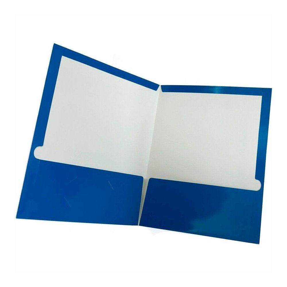 Business Source Letter Pocket Folder - 8 1/2" x 11" - 100 Sheets Capacity - 2 Internal Pocket - Blue - Laminated, Durable, Die-cut - 1 Box. Picture 5