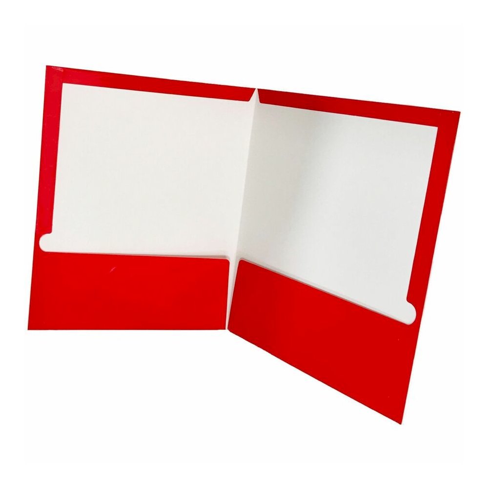 Business Source Letter No Pocket Folder - 8 1/2" x 11" - 100 Sheets Capacity - 2 Internal Pocket - Card Paper - Red - Durable, Laminated, Die-cut - 1 Box. Picture 4