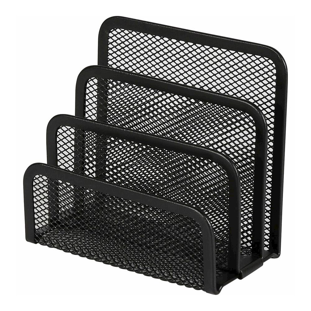 Lorell Mesh Vertical Desktop File Sorter - 4 Divider(s) - 5.63" Height x 5.25" Width x 3.13" Depth - Black - Steel - 1 Each. Picture 3