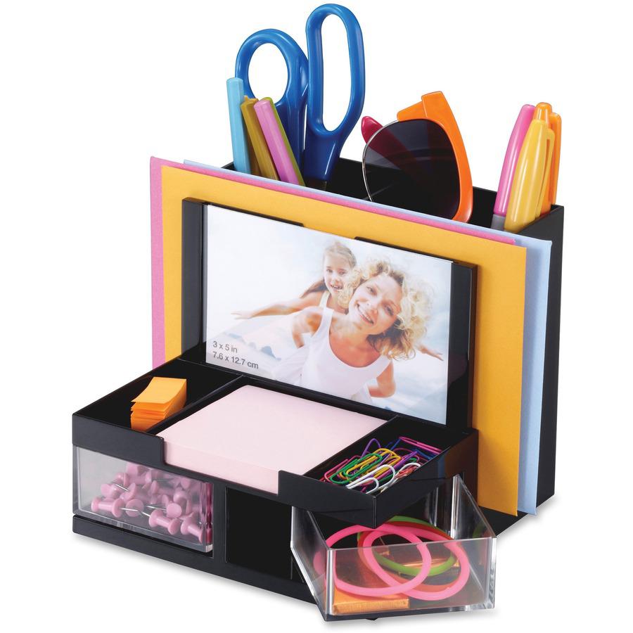 Officemate VersaPlus Desk Organizer - 9 Compartment(s) - 5.5" Height x 6.2" Width x 6.3" DepthDesktop - Black - Plastic - 1 Each. Picture 9