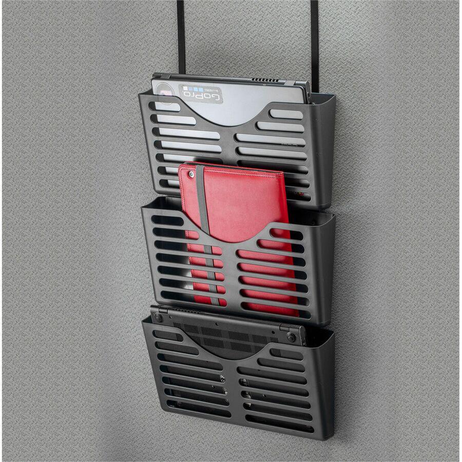 Lorell Hanging Triple Pocket File Set - 3 Pocket(s) - 30% Recycled - Black - Plastic - 1 Each. Picture 3