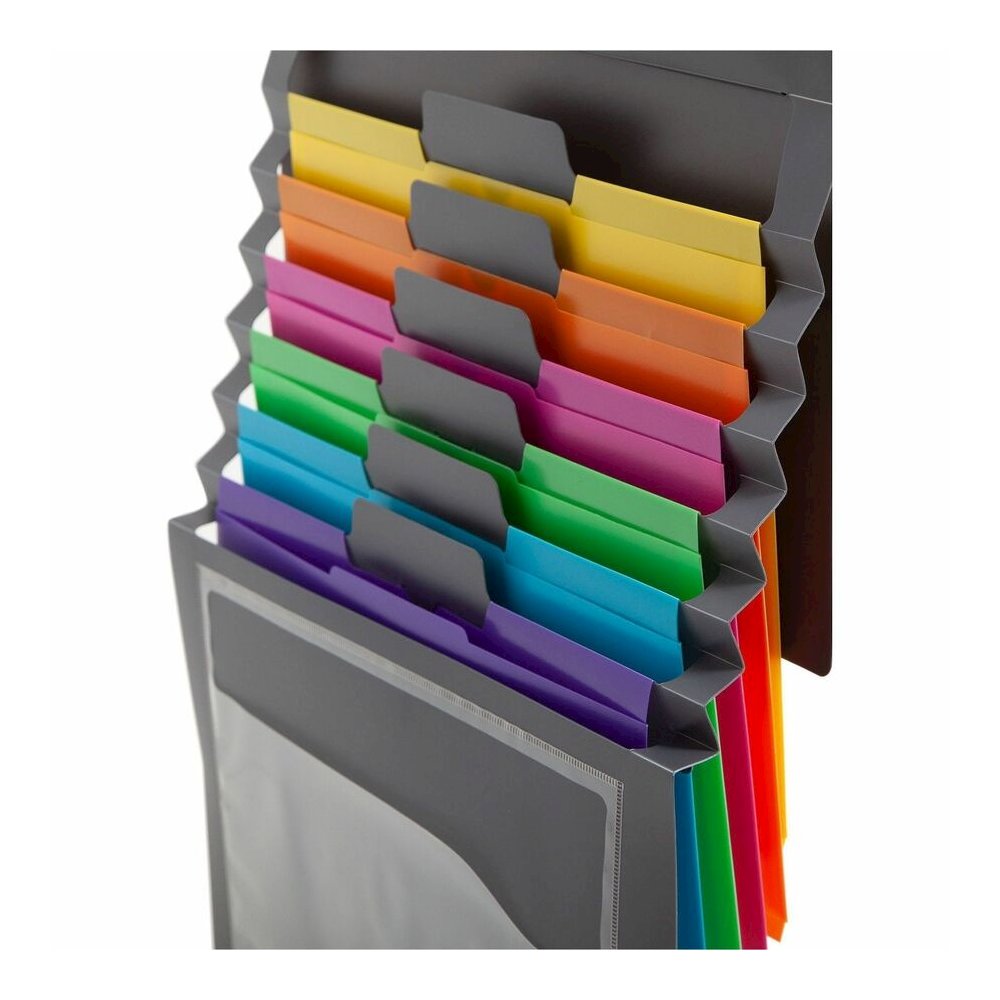 Smead Cascading Wall Organizer - 6 Pocket(s) - 10.62" Height x 14.25" Width - Durable, Tear Proof, Acid-free, Moisture Resistant - Gray - Polypropylene - 1 Each. Picture 5