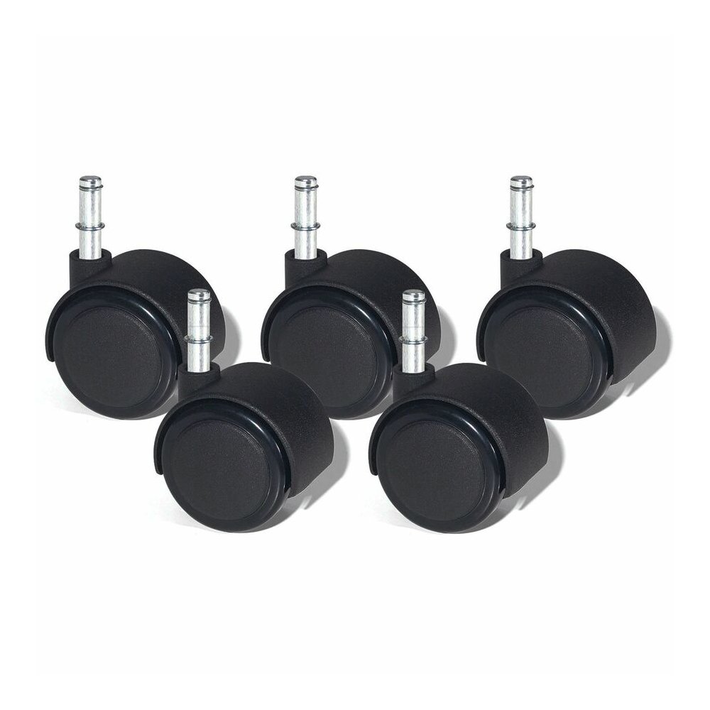 Lorell Premium Soft Dual-Wheel Casters Set - 2.50" Diameter - Nylon, Metal - Black - 1 Set. Picture 5