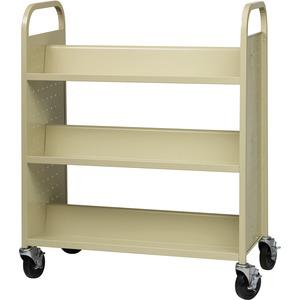 Lorell Double-sided Book Cart - 6 Shelf - 200 lb Load Capacity - 5" Caster Size - Steel - 36" Width x 19" Depth x 46" Height - Putty - 1 Each. Picture 11