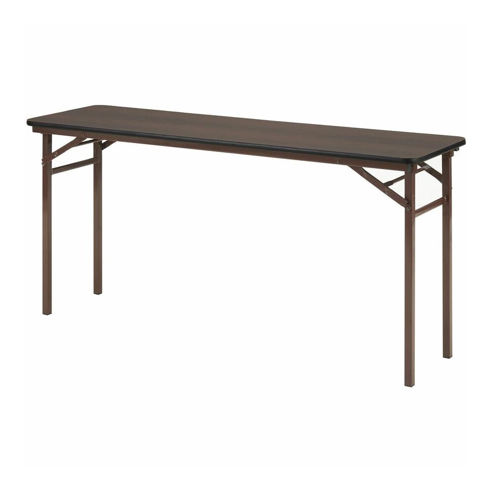 Lorell Economy Folding Banquet Table - Mahogany Rectangle Top - 60" Table Top Width x 18" Table Top Depth x 0.62" Table Top Thickness - 29" Height - Presentation, Food - Melamine Top Material - Steel . Picture 7