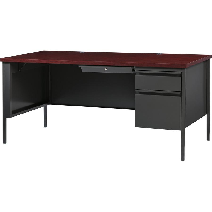 Lorell Fortress Series 66" Right-Pedestal Desk - Rectangle Top - 66" Table Top Width x 30" Table Top Depth x 1.12" Table Top Thickness - 29.50" Height - Office, File - Assembly Required - Laminated, M. Picture 5