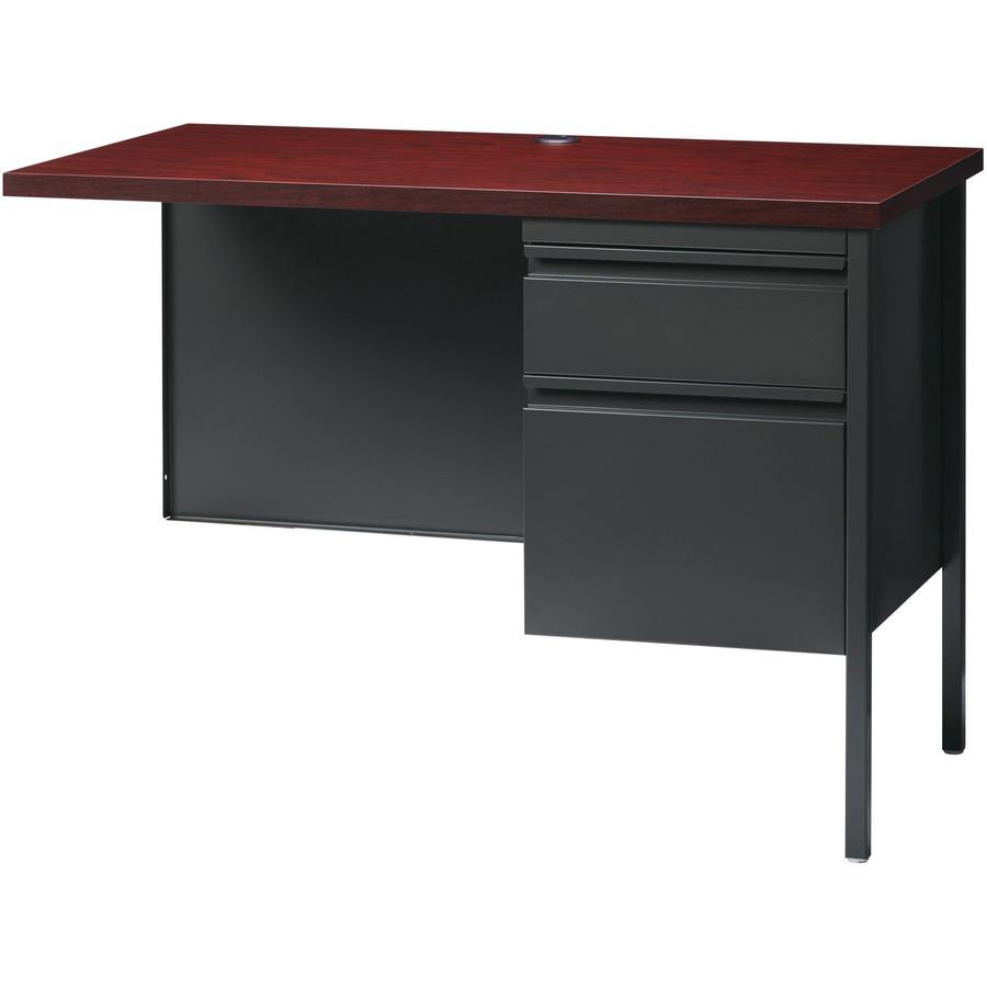 Lorell Fortress Series Right-Pedestal Return - Rectangle Top - 42" Table Top Width x 24" Table Top Depth x 1.12" Table Top Thickness - 29.50" Height - Office, File - Assembly Required - Laminated, Mah. Picture 5