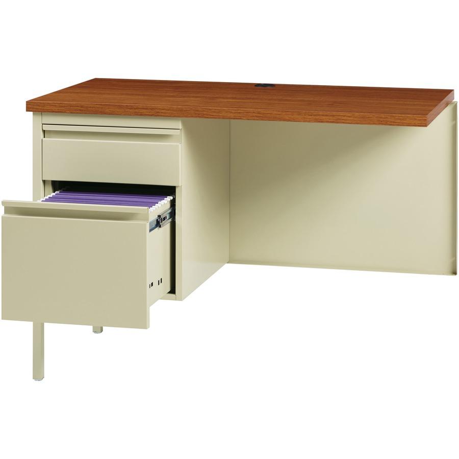 Lorell Fortress Series Left-Pedestal Return - Rectangle Top - 42" Table Top Width x 24" Table Top Depth x 1.12" Table Top Thickness - 29.50" Height - Office, File - Assembly Required - Oak, Oak Lamina. Picture 5