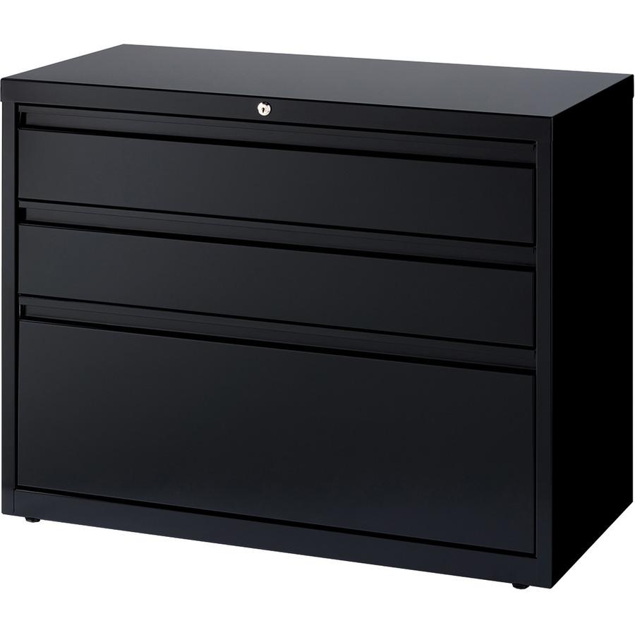 Lorell 36" Box/Box/File Lateral File Cabinet - 36" Width x 18.6" Depth x 28" Height - 3 x Drawer(s) for Box, File - A4, Legal, Letter - Lateral - Hanging Rail, Locking Drawer, Ball-bearing Suspension,. Picture 6