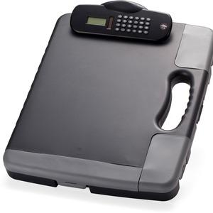 Officemate Portable Storage Clipboard with Calculator - Heavy Duty - Plastic - Charcoal Black - 1 Each. Picture 2