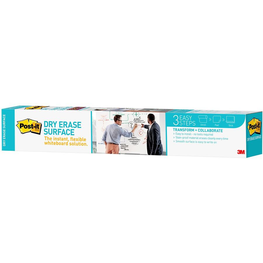 Post-it&reg; Self-Stick Dry-Erase Film Surface - White Surface - 24" (2 ft) Width x 36" (3 ft) Length - White Film - Rectangle - Flexible, Stain Resistant, Self-stick - 1 / Pack. Picture 7
