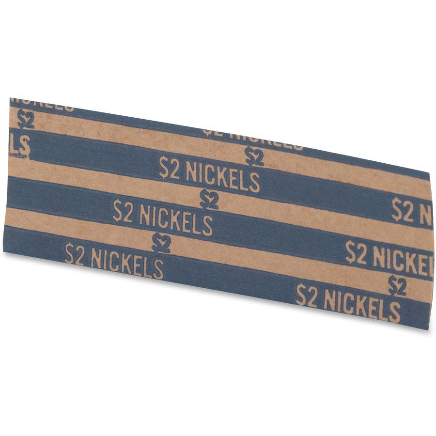 PAP-R Flat Coin Wrappers - Total $2.00 in 40 Coins of 5¢ Denomination - Heavy Duty - Paper, Kraft - Blue - 1000 / Box. Picture 3