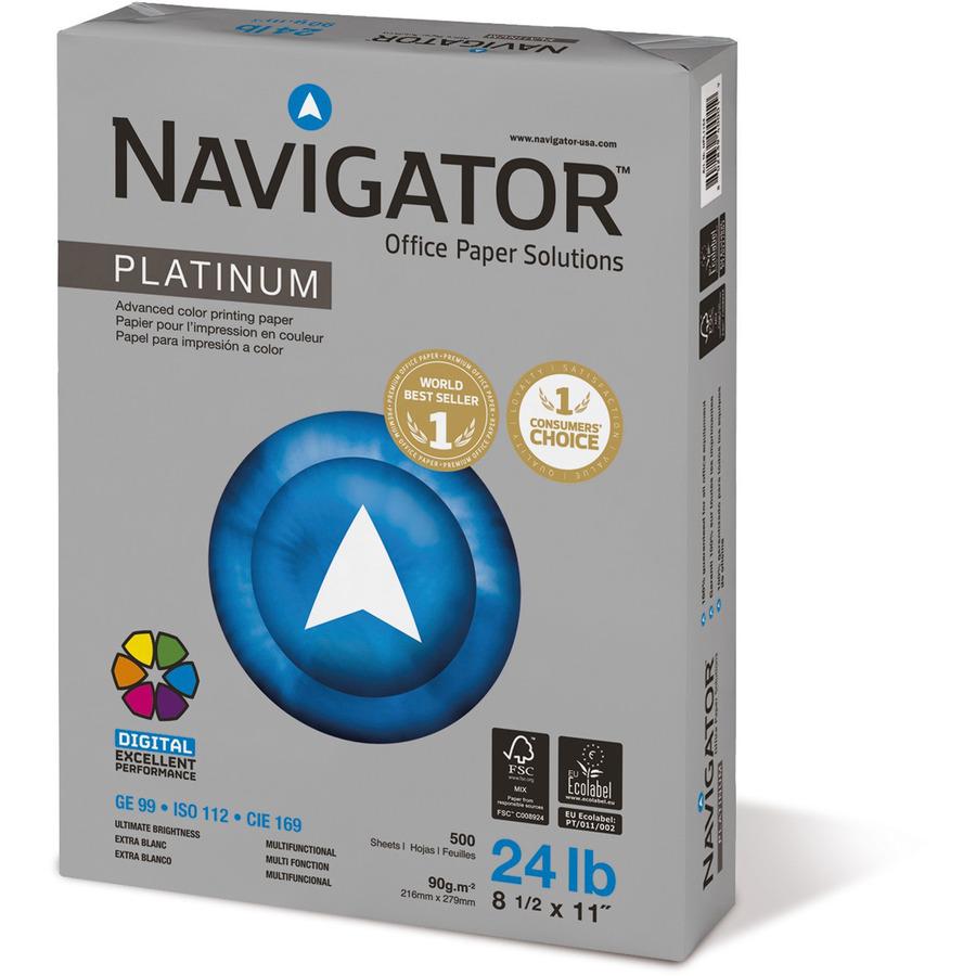 Navigator Platinum Superior Productivity Multipurpose Paper - Silky Touch - Bright White - 99 Brightness - 96% Opacity - Letter - 8 1/2" x 11" - 24 lb Basis Weight - Extra Smooth - 5000 / Carton - Jam. Picture 6