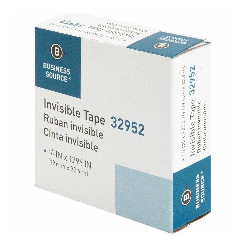 Business Source Invisible Tape Dispenser Refill Roll - 36 yd Length x 0.75" Width - 1" Core - Clear - For Mending, Splicing, Holding - 12 / Box. Picture 4