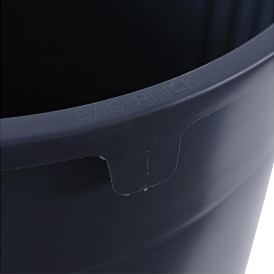 Genuine Joe Heavy-Duty Trash Container - 32 gal Capacity - Side Handle, Venting Channel - Plastic - Gray - 6 / Carton. Picture 6