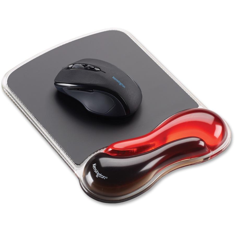 Kensington Duo Gel Wave Mouse Pad Wrist Pillow - 1" x 7.25" x 9.50" Dimension - Red, Black - Gel - Slip Resistant - 1 Pack. Picture 5
