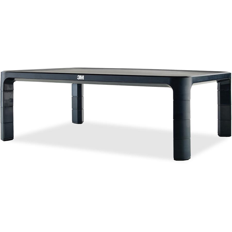 3M Adjustable Monitor Stand for Monitors and Laptops - 20 lb Load Capacity - 5.5" Height x 16" Width x 12" Depth - Desktop - Silver, Black. Picture 5