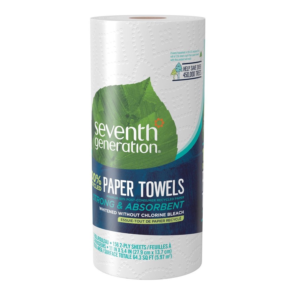 Seventh Generation 100% Recycled Paper Towels - 2 Ply - 156 Sheets/Roll - White - 24 / Carton. Picture 6