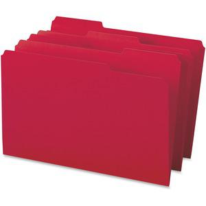 Business Source 1/3 Tab Cut Legal Recycled Top Tab File Folder - 8 1/2" x 14" - Top Tab Location - Assorted Tab Position - 11 pt. - 1 Plys - Red - 10% Recycled - 100 / Box. Picture 4