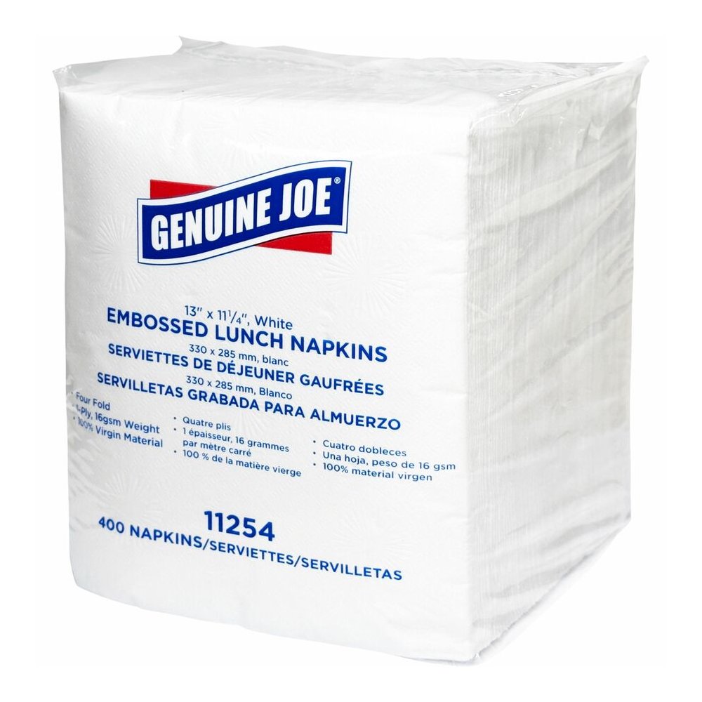 Genuine Joe Lunch Napkins - 1 Ply - Quarter-fold - 13" Width x 11.25" Length - White - 400/Pack - 6 / Carton. Picture 6