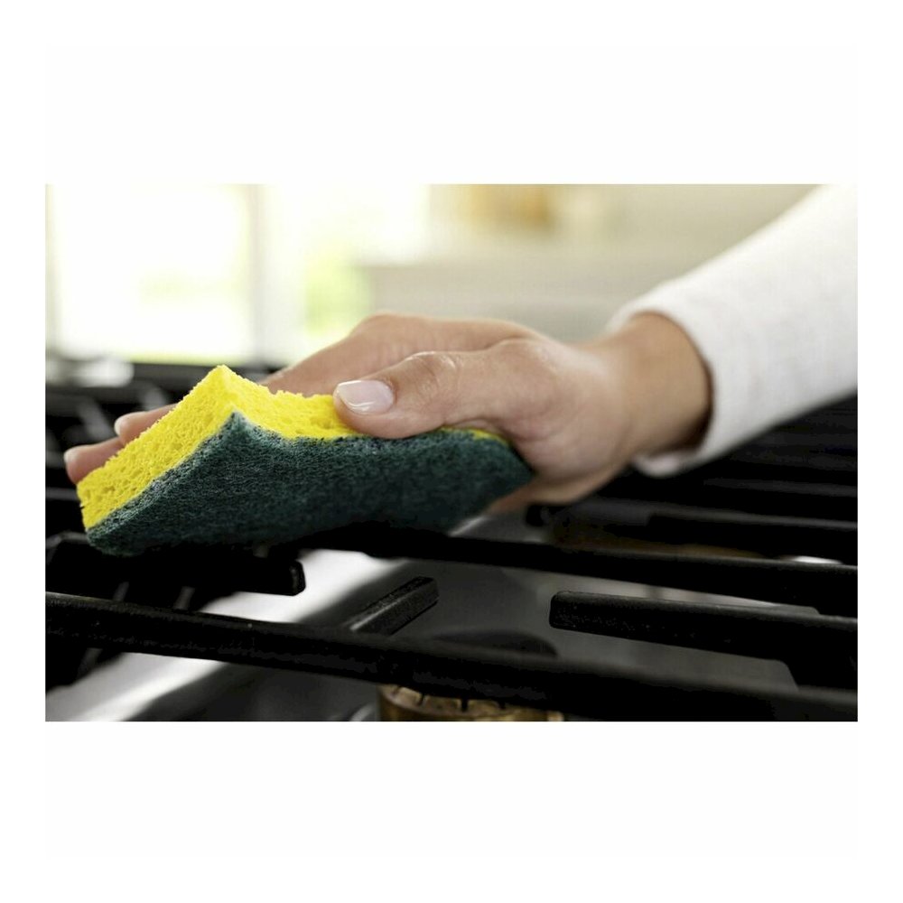 Scotch-Brite Heavy-Duty Scrub Sponges - 2.8" Height x 4.5" Width x 0.6" Depth - 6/Pack - 6 / Carton - Green, Yellow. Picture 6