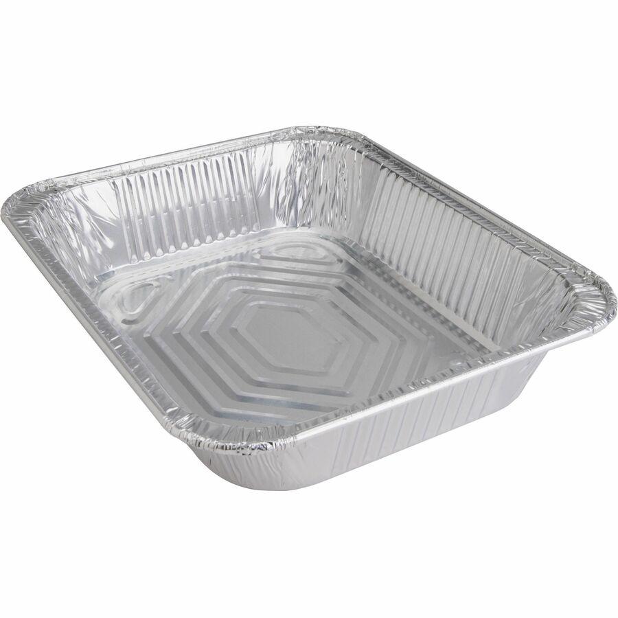 Genuine Joe Half-size Disposable Aluminum Pan - Cooking, Serving - Disposable - 0.5" Diameter - Silver - Aluminum Body - 100 / Carton. Picture 6