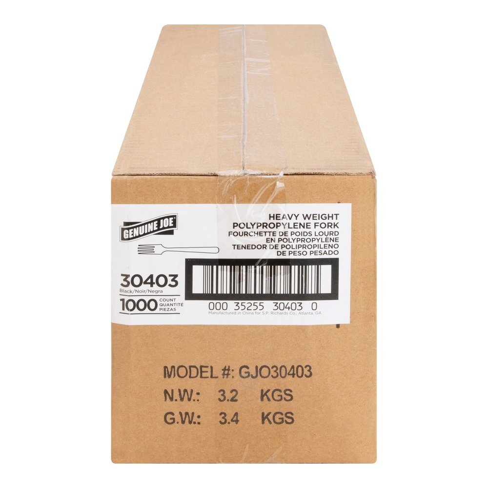 Genuine Joe Medium-Heavyweight Plastic Fork - 1 Piece(s) - Fork - 1 x Fork - Disposable - Textured - Black - 1000 / Carton. Picture 5