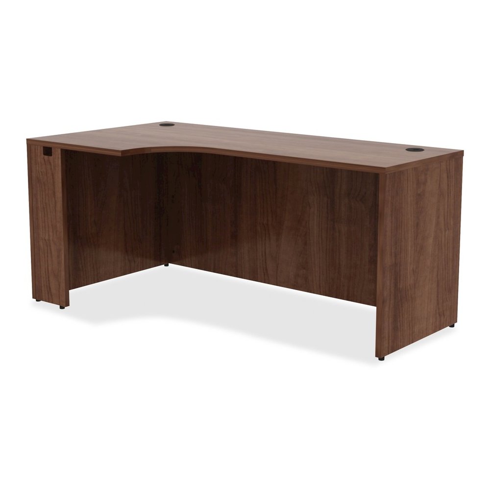 Lorell Essentials Series Left Corner Credenza - 66" x 36"29.5" , 0.1" Edge - Material: Metal - Finish: Walnut Laminate. Picture 5