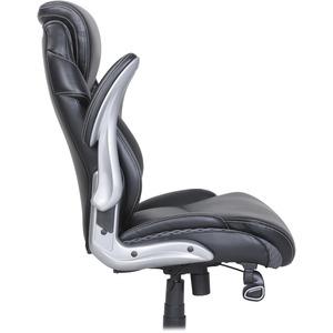 Lorell Wellness by Design Mesh Executive Office Chair - Black Bonded Leather Seat - Black Bonded Leather Back - High Back - 5-star Base - Armrest - 1 Each. Picture 2