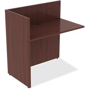 Lorell Essentials Series Reception Return - 41.5" Height x 42" Width x 24" Depth - Finish: Mahogany Laminate - 1 Each. Picture 2