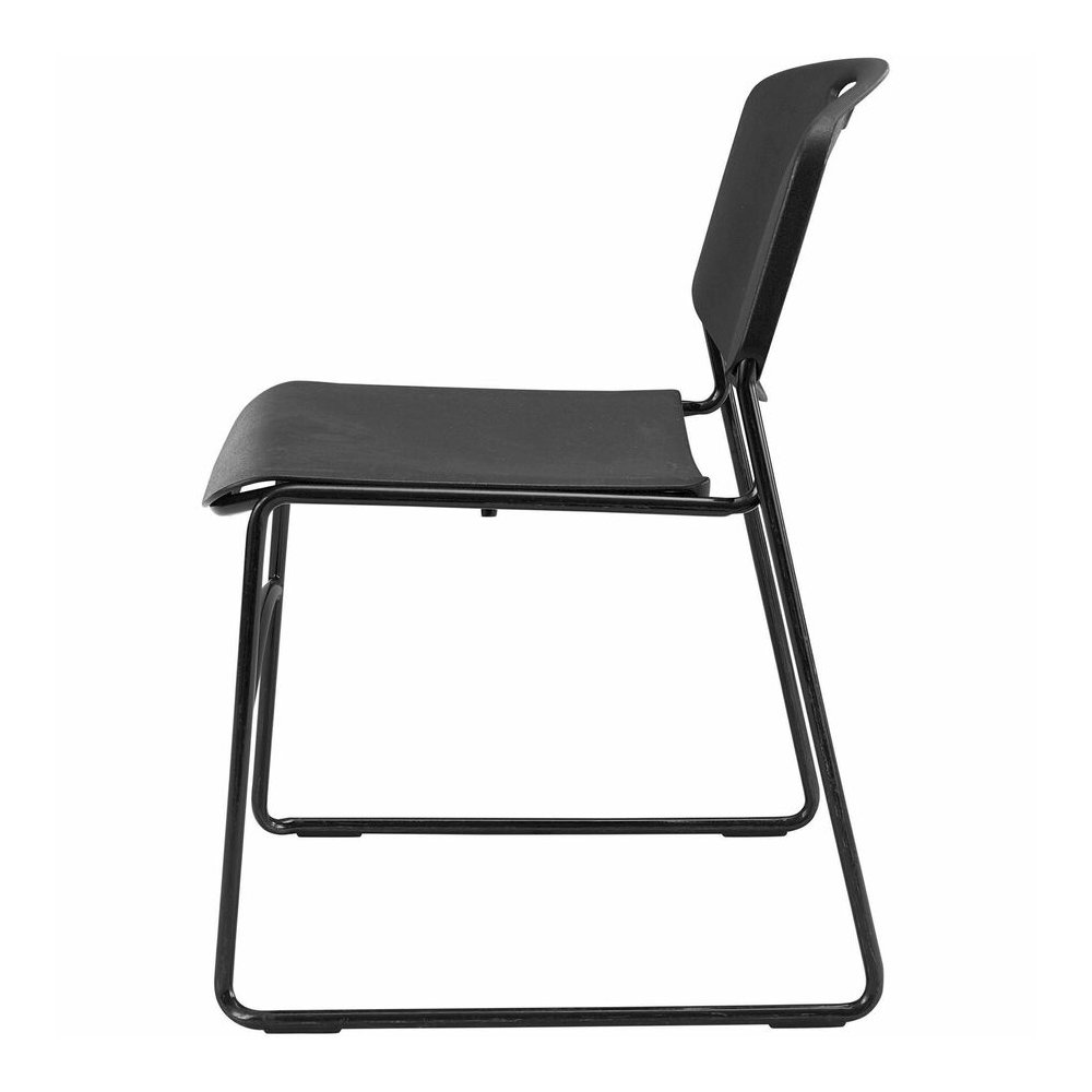 Lorell Heavy-duty Standard-height Stack Chairs - Plastic Seat Material - Plastic Back Material - Steel Frame Material - Black - 4 / Carton. Picture 5