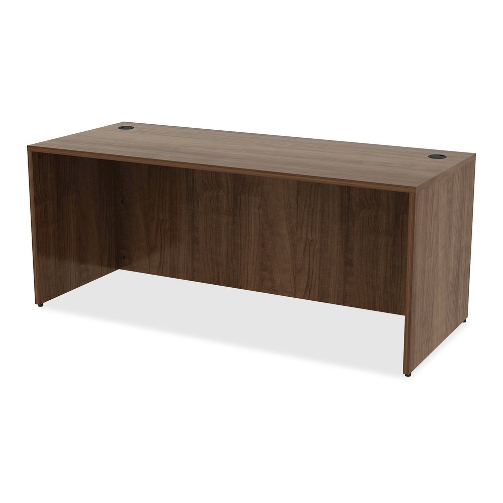 Lorell Essentials Series Rectangular Desk Shell - 29.5" Height x 70.9" Width x 29.5" Depth Desk - Material: Metal - Finish: Walnut Laminate - 1 Each. Picture 5