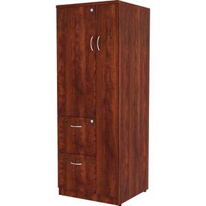 Lorell Essentials Series Tall Storage Cabinet - 23.6" x 23.6"65.6" Cabinet, 0.5" Compartment - 2 x Storage Drawer(s) - 1 Door(s) - Finish: Cherry, Laminate. Picture 2