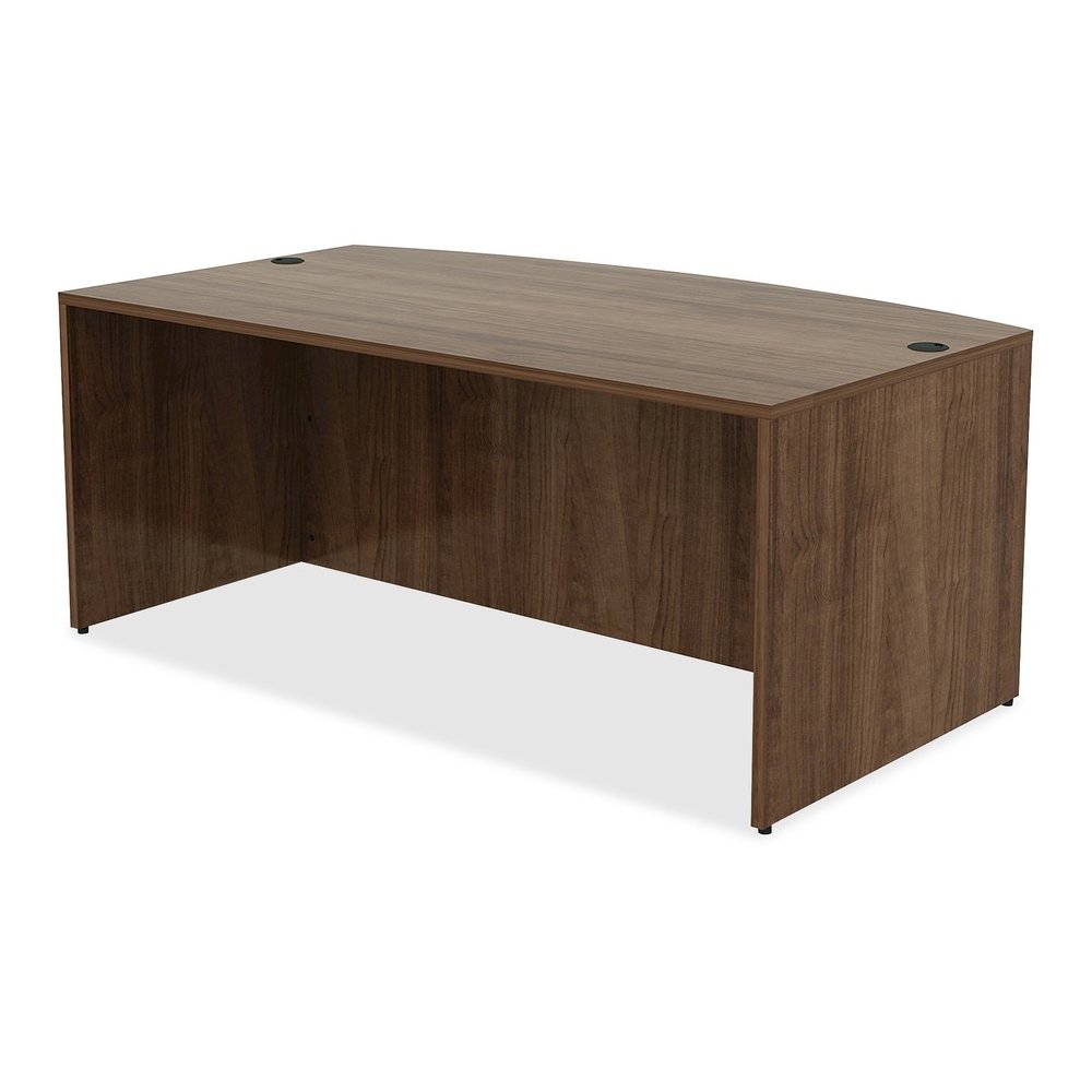 Lorell Essentials Series Bowfront Desk Shell - 29.5" Height x 71" Width x 41.4" Depth Desk - Material: Metal - Finish: Walnut, Laminate - 1 Each. Picture 5