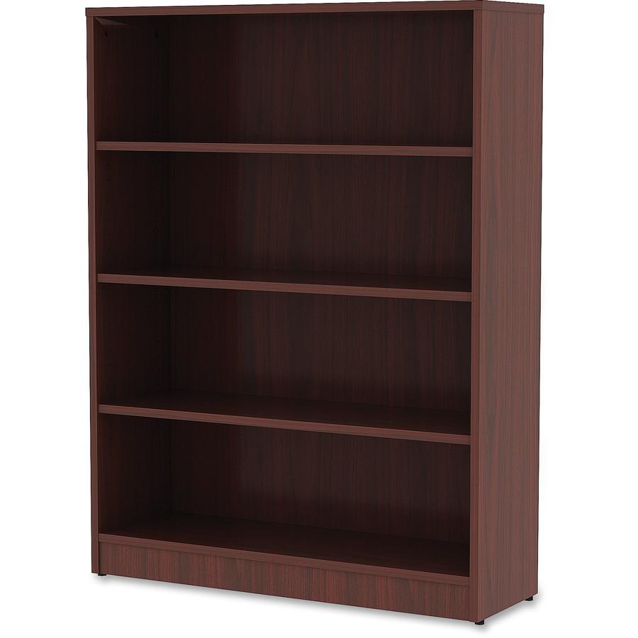 Lorell Laminate Bookcase - 4 Shelf(ves) - 48" Height x 36" Width x 12" Depth - Sturdy, Adjustable Feet - Mahogany - Laminate - 1 Each. Picture 5