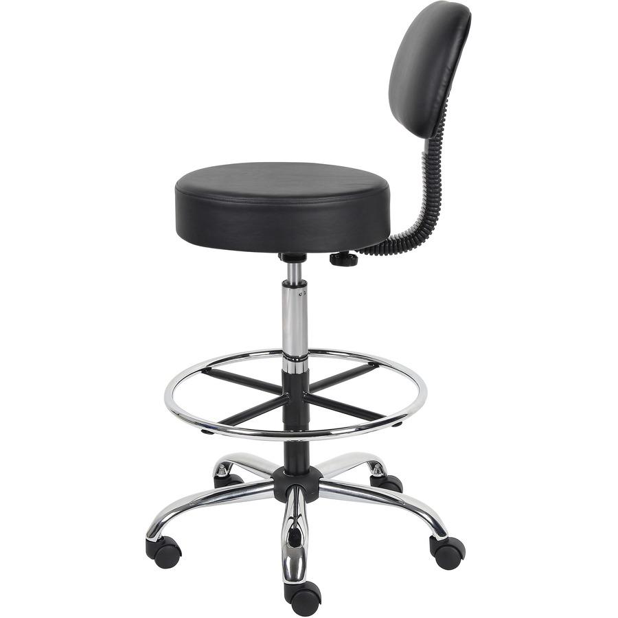 Boss Drafting Stool - Black Seat Color - Vinyl Seat Material - Black Back Color - Chrome, Black Frame Color - Chrome Frame Material - 5-star Base - 1 Each. Picture 6