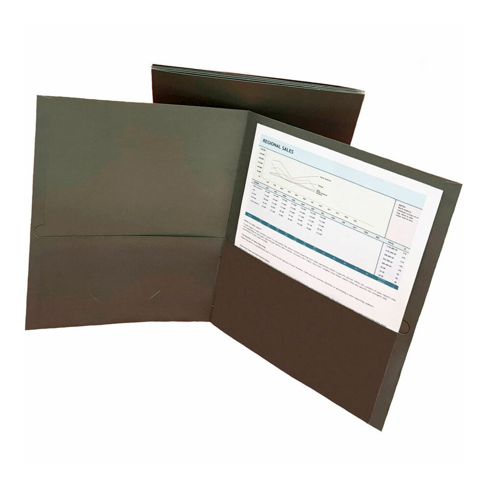 Business Source Letter Portfolio - 8 1/2" x 11" - 125 Sheets Capacity - Inside Front & Back Pocket - Gray - Card Holder - 1 Box. Picture 3