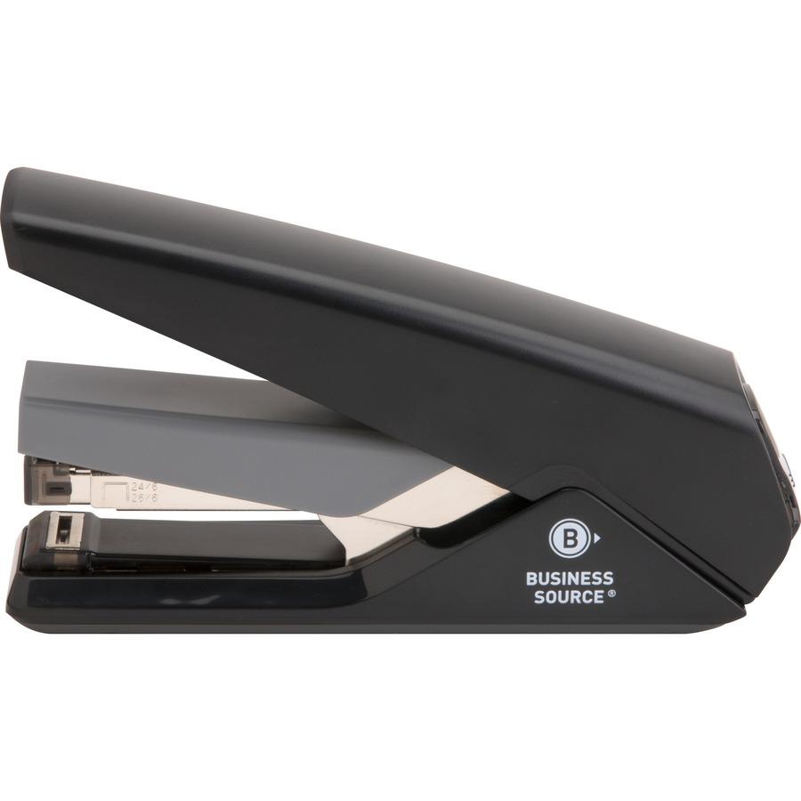Business Source Full Strip Flat-Clinch Stapler - Staples Upto 30 Sheet of 20lb Paper - Holds Upto 210 Staple - Full Strip - Staple Size: 0.25" - Front Loading - Black - 1 Each. Picture 7
