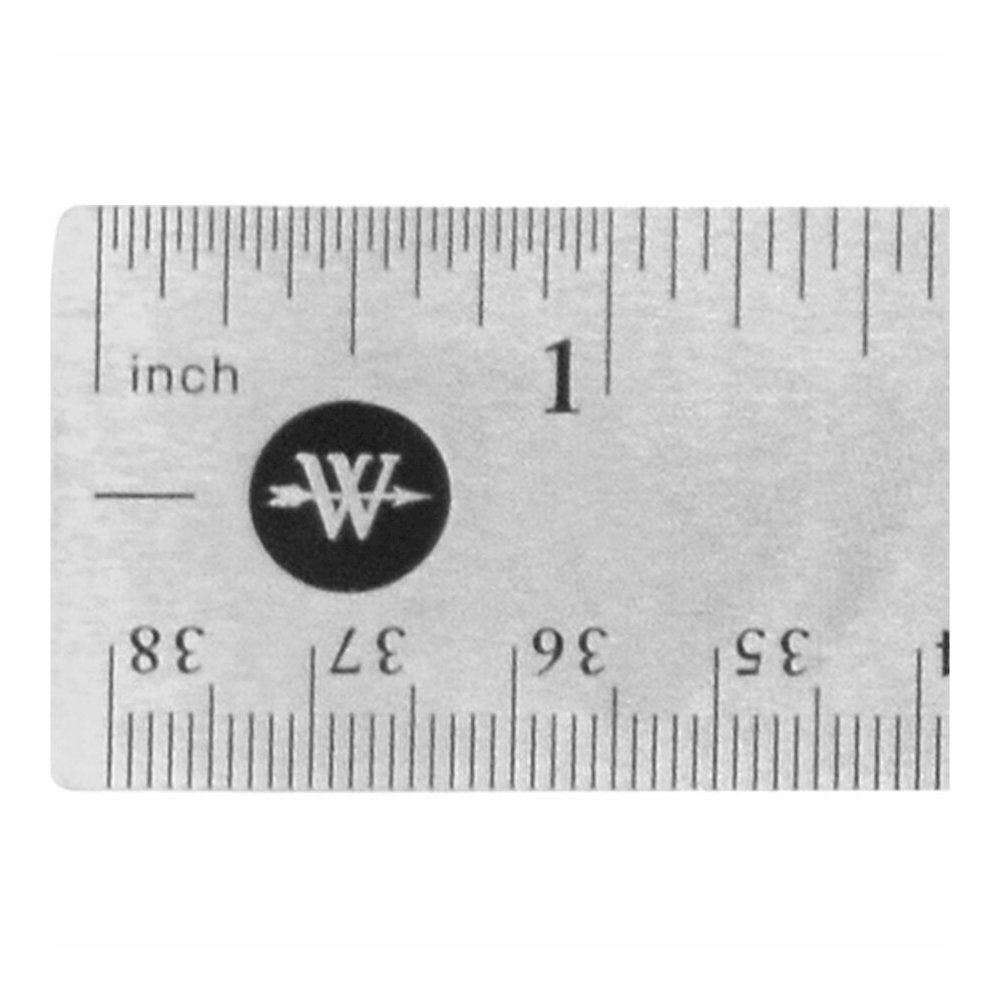 Westcott Stainless Steel Rulers - 15" Length x 1" Width - 1/16, 1/32 Graduations - Metric, Imperial Measuring System - Stainless Steel - Stainless Steel - 12 / Box. Picture 4