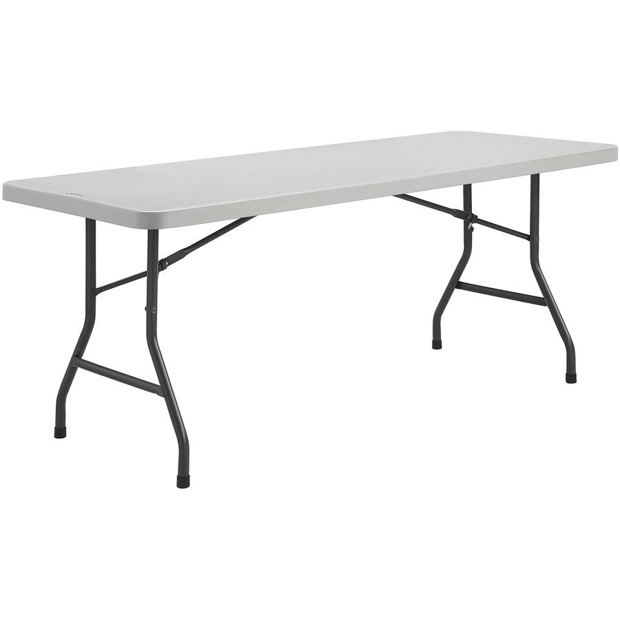 Lorell Extra-Capacity Ultra-Lite Folding Table - Light Gray Top - Dark Gray Base - 750 lb Capacity - 72" Table Top Width x 30" Table Top Depth - 29.25" Height - Gray - High-density Polyethylene (HDPE). Picture 7