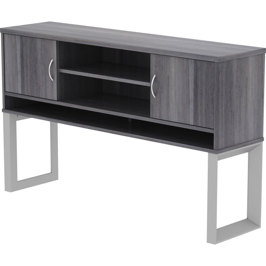 Lorell Relevance Series Freestanding Hutch - 36" Height x 59" Width x 15" Depth - 3 Shelve(s) - Finish: Charcoal, Laminate - Adjustable Leveler - For Office - 1 Each. Picture 6