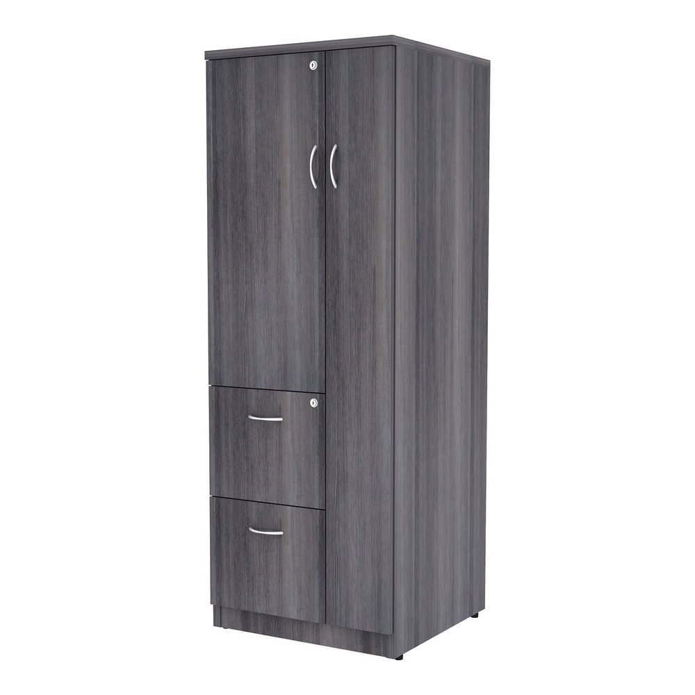 Lorell Essentials/Revelance Tall Storage Cabinet - 23.6" x 23.6"65.6" - 2 Drawer(s) - 2 Shelve(s) - Material: Medium Density Fiberboard (MDF), Particleboard - Finish: Weathered Charcoal - Abrasion Res. Picture 5