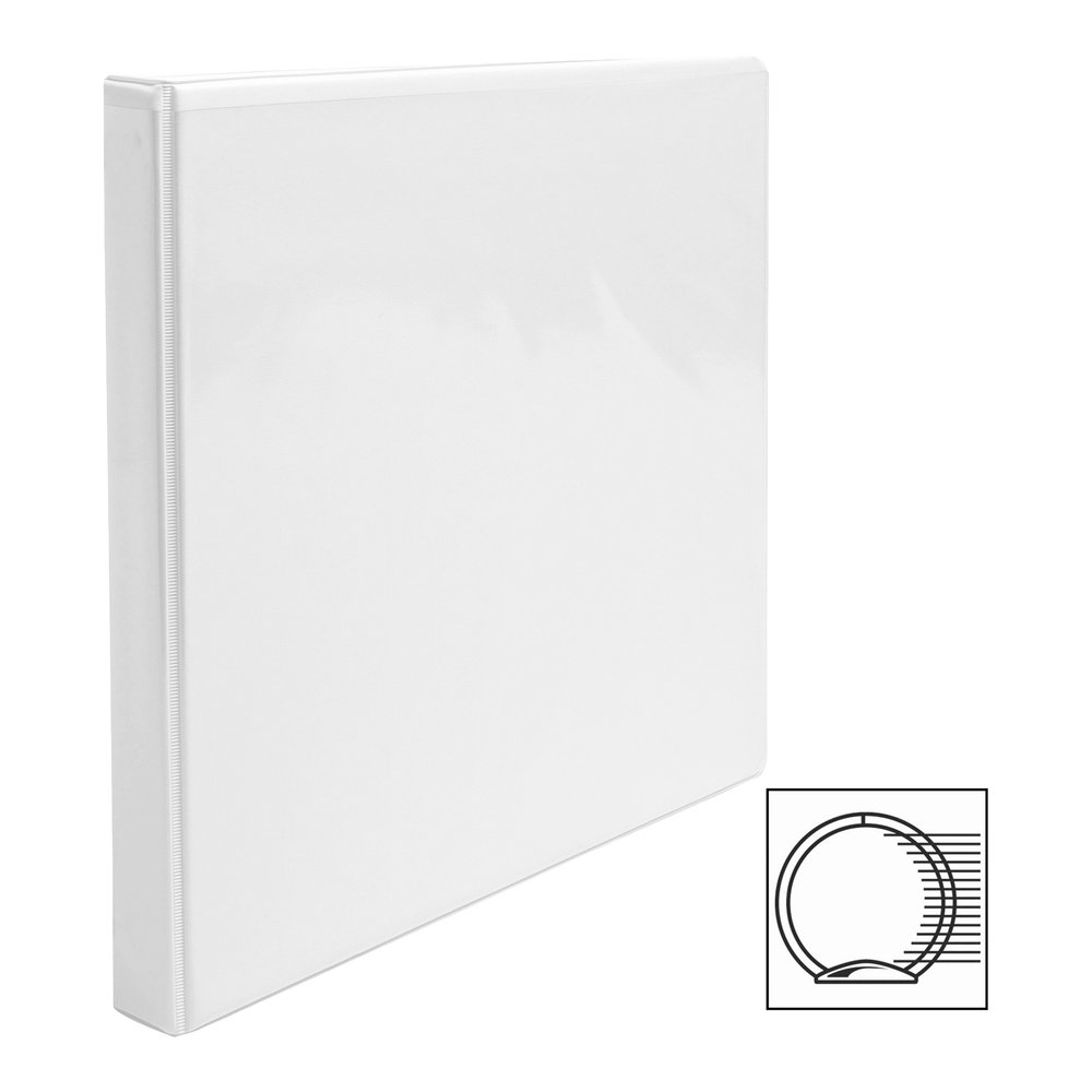 Business Source Round-ring View Binder - 1/2" Binder Capacity - Letter - 8 1/2" x 11" Sheet Size - 125 Sheet Capacity - Fastener: Round Ring - Pocket: 2, Internal - Polypropylene - White - Sturdy, Non. Picture 2