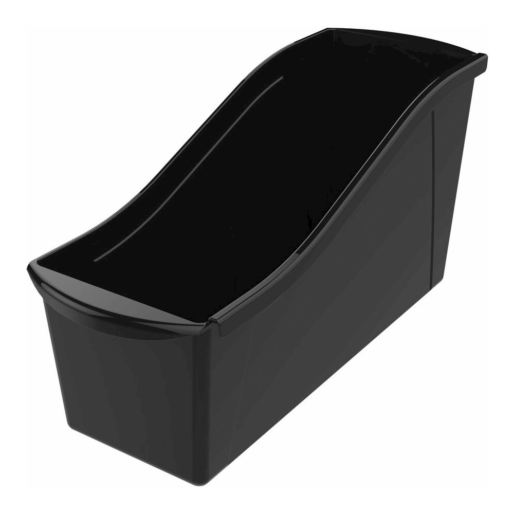 Storex Book Bins - 7" Height x 5.30" Width x 14.30" Length - Sturdy - Black - Plastic - 1 Carton. Picture 4