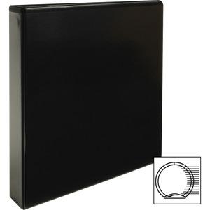 Business Source Round Ring View Binder - 1 1/2" Binder Capacity - Letter - 8 1/2" x 11" Sheet Size - 350 Sheet Capacity - Fastener: Round Ring - Pocket: 2, Internal - Chipboard, Polypropylene - Black . Picture 7