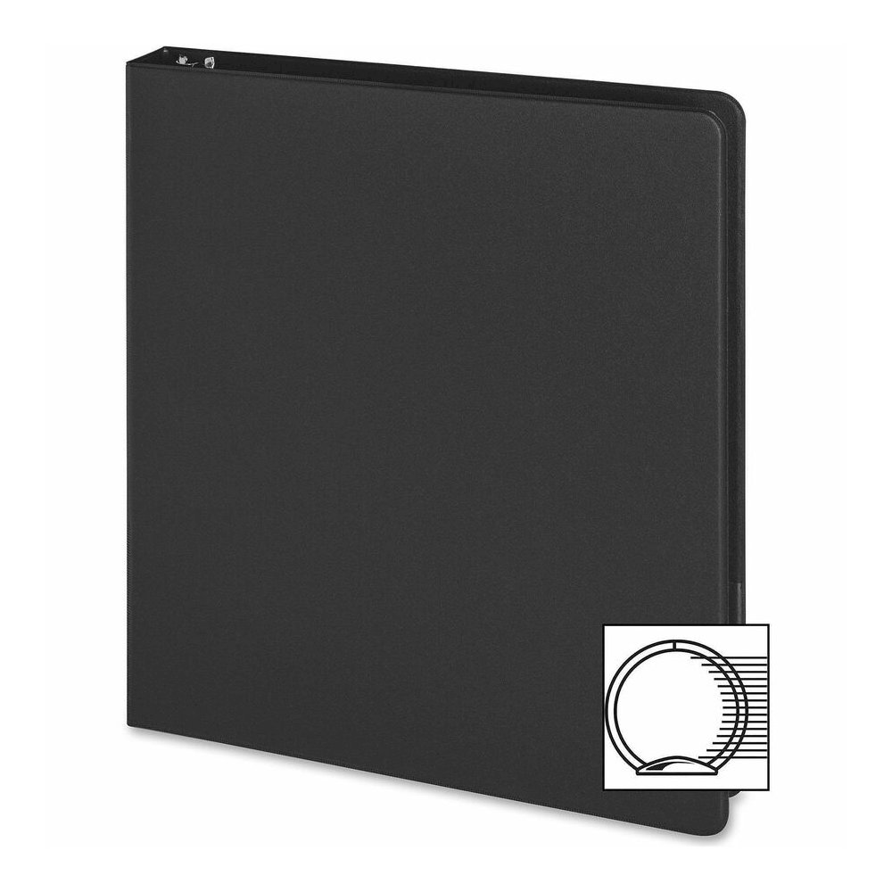 Business Source Basic Round Ring Binders - 1" Binder Capacity - 240 Sheet Capacity - 3 Ring - Fastener: Round Ring - Pocket: Inside Front & Back - Chipboard, Polypropylene - Black - Exposed Rivet, Stu. Picture 6