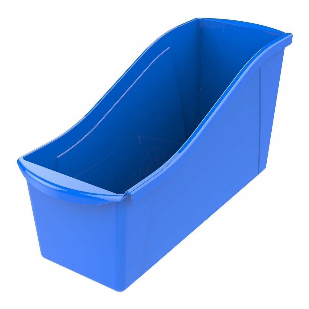 Storex Storex Multiuse Bins Blue 6/pkg - 7" Height x 5.30" Width x 14.30" Length - Sturdy, Handle, Drop Resistant, Interlockable - Blue - Plastic - 6 / Carton. Picture 4